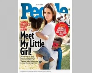 サンドラ・ブロック、黒人少女を養子に迎える