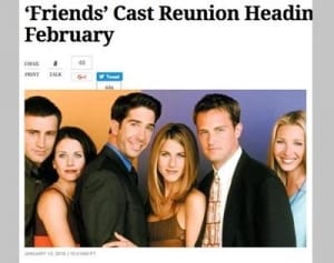 『フレンズ』が特別番組で一夜限りの復活へ