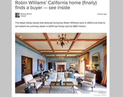 故ロビン・ウィリアムズの豪邸、売り出し価格の半額まで買い叩かれる