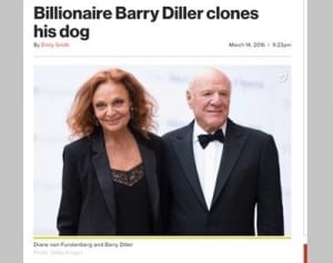 ダイアン・フォン・ファステンバーグの夫が作った愛犬のクローンのお値段は？