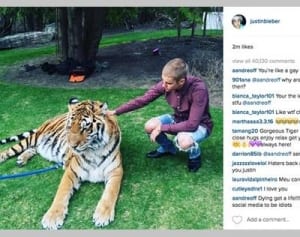 ジャスティン・ビーバー、今度は動物愛護団体を敵に回す