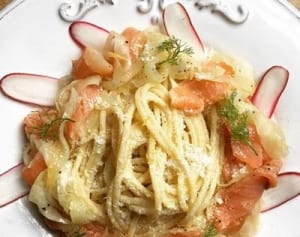第80飯「フェンネルとサーモンのレモン風味パスタ」