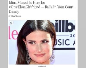 「エルサに同性の恋人を」運動にイディナ・メンゼルも賛同