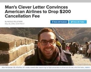 航空会社からキャンセル料を取り戻した1通の手紙