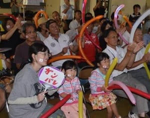 塩浦選手に恩師ら声援　比々多公民館でPV　リオ五輪