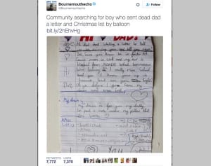 風船で飛ばされたあまりにも悲しい「パパヘの手紙」──差出人捜索へ