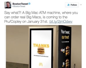 自動的にビッグマックが出てくる！　夢のATMが登場