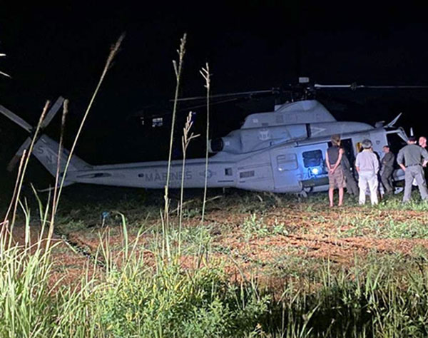 米海兵隊ヘリが不時着　民家まで50メートル　うるま・津堅島