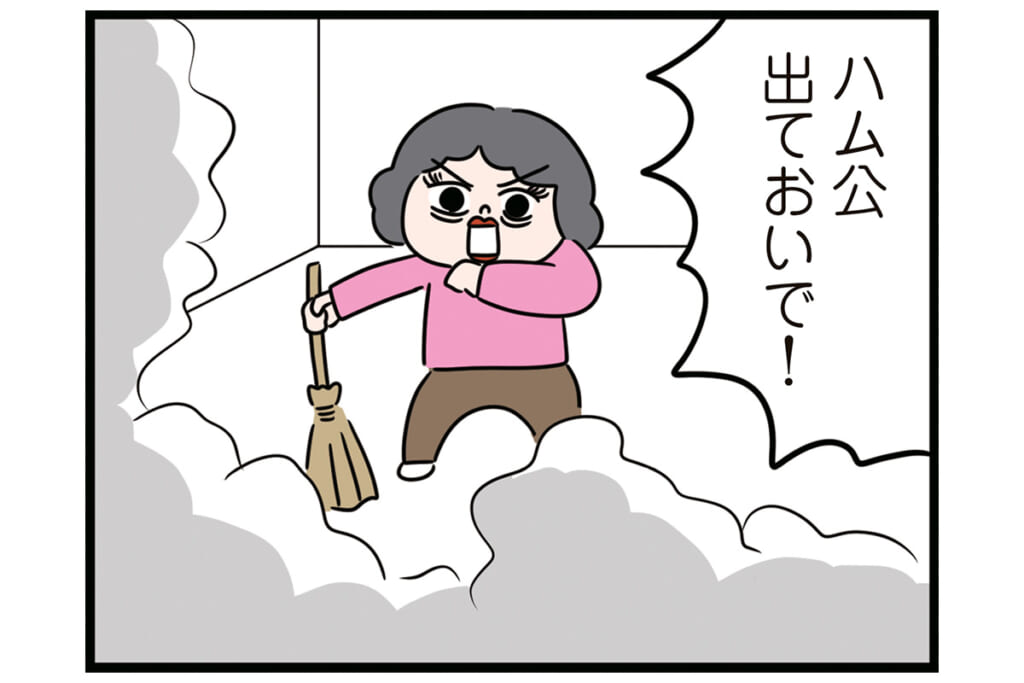 ゴミ爆弾が爆発!?【怒りの毛玉戦士はむまる】VS.ゴミ漁りおばさん（4）