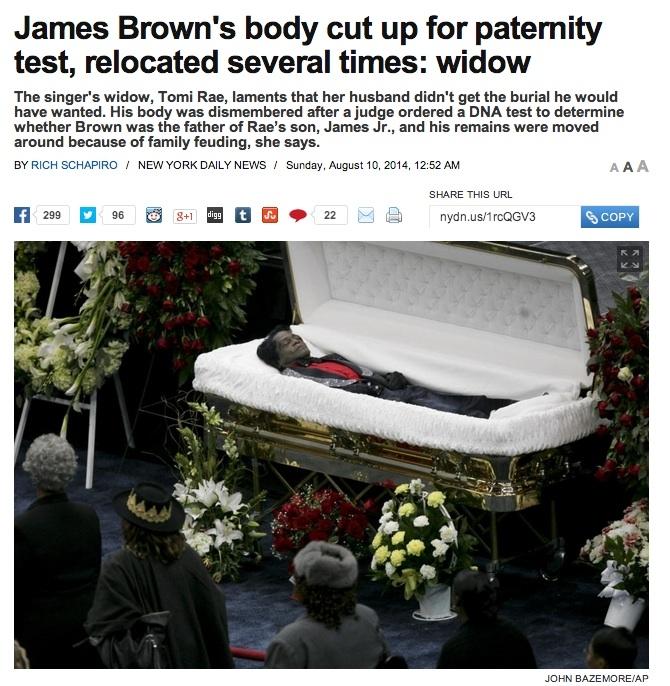 14回も掘り起こされたジェームス・ブラウンの遺体、今度は脚を切断
